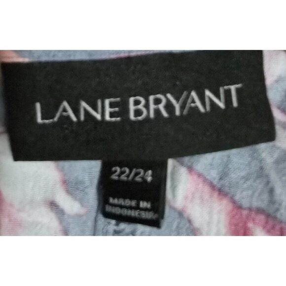 Lane Bryant Womens Floral Boho Tunic Top 22/24 Gray & Pink Crinkle Fabric - Picture 6 of 6